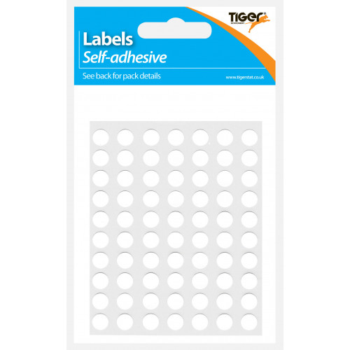 White Adhesive Labels Round 8mm