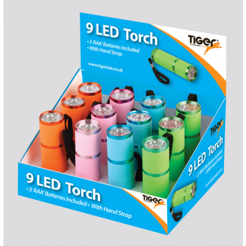 9 LED Torch 4 Colours